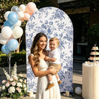 Blue Bows Birthday Party Arch Backdrop Covers Baby in Blooms Floral Baptism Shower Wedding Parties Decorations, alternate