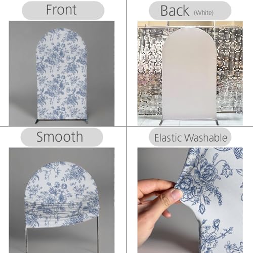 Blue Bows Birthday Party Arch Backdrop Covers Baby in Blooms Floral Baptism Shower Wedding Parties Decorations, alternate