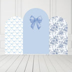 Blue Bows Birthday Party Arch Backdrop Covers Baby in Blooms Floral Baptism Shower Wedding Parties Decorations, alternate