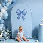 Blue Bows Birthday Party Arch Backdrop Covers Baby in Blooms Floral Baptism Shower Wedding Parties Decorations, alternate