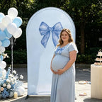 Blue Bows Birthday Party Arch Backdrop Covers Baby in Blooms Floral Baptism Shower Wedding Parties Decorations, alternate