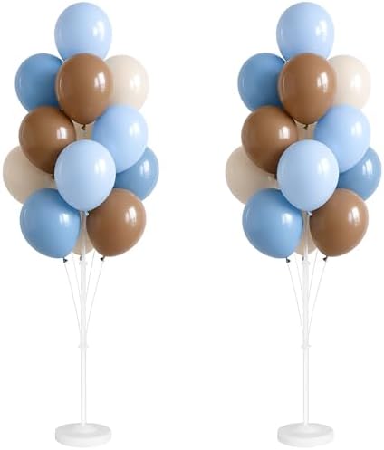 Blue Brown 10” Balloons Column Kit for Baby Shower Decor in Brown Blue