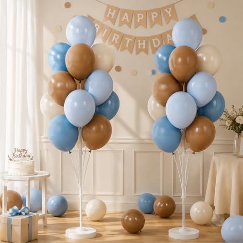 Blue Brown 10” Balloons Column Kit for Baby Shower Decor in Brown Blue, alternate view 2