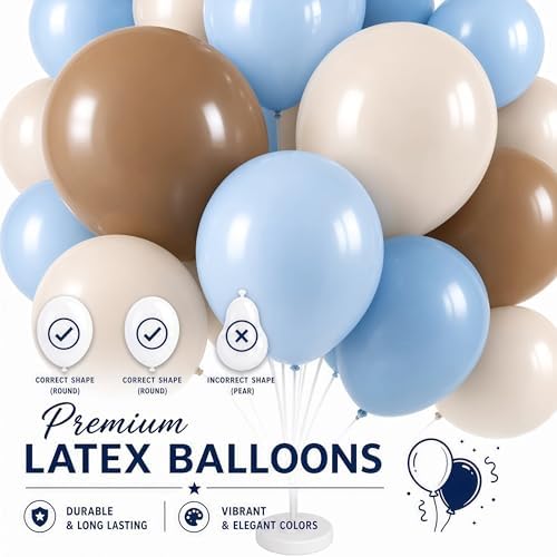 Blue Brown 10” Balloons Column Kit for Baby Shower Decor in Brown Blue, alternate view 6