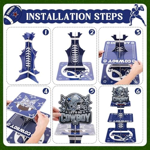 Blue Cowboy Cupcake Stand - 3 Tier Football Cake Tower Holder in Blue, alternate view 5