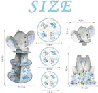 Blue Elephant Cupcake Stand Baby Boy Baby Shower Decorations 3 Tiered Dessert Cake Table Displays Eelephant, alternate view 3