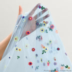 Blue Embroidery Daisy Gauze Table Runner 59x120 Inch 10FT in 59" x 120" in Blue, alternate view 6