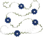 Blue Felt Chrysanthemum Wreath - Blue Leaf Vine Banner, Multi Layer Daisy, Used for Spring Party Decoration