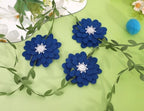 Blue Felt Chrysanthemum Wreath - Blue Leaf Vine Banner, Multi Layer Daisy, Used for Spring Party Decoration, alternate view 4