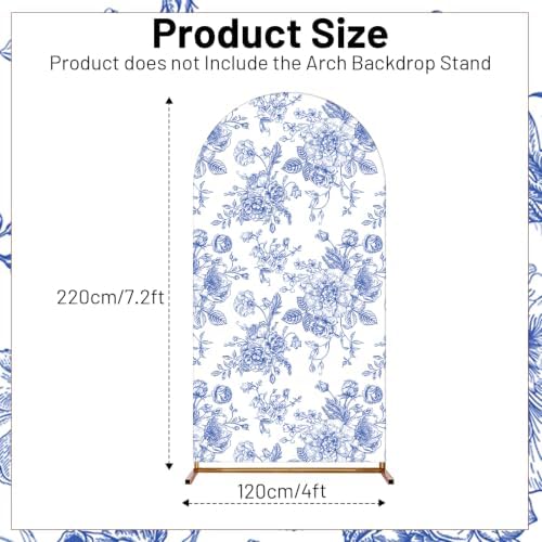 Blue Floral Arch Backdrop Cover, 7.2ft Blue Flower Backdrop Cover in 7.2ft in Blue, alternate view 2