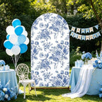 Blue Floral Arch Backdrop Cover, 7.2ft Blue Flower Backdrop Cover in 7.2ft in Blue, alternate view 5