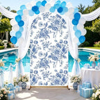 Blue Floral Arch Backdrop Cover, 7.2ft Blue Flower Backdrop Cover in 7.2ft in Blue, alternate view 6