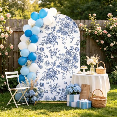 Blue Floral Arch Backdrop Cover, 7.2ft Blue Flower Backdrop Cover in 7.2ft in Blue, alternate view 7