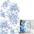 Blue Floral Arch Cover, 6ft Stretchy Fabric Backdrop for Baby Shower Birthday Bridal Shower Party Decor in