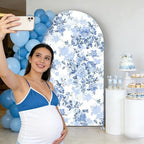 Blue Floral Arch Cover, 6ft Stretchy Fabric Backdrop for Baby Shower Birthday Bridal Shower Party Decor in, alternate view 5