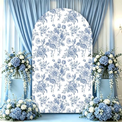 Blue Flower Arch Backdrop Cover 7.2ft Stretch Fabric Cover Fits Arch Backdrop Stand, Stand for Wedding