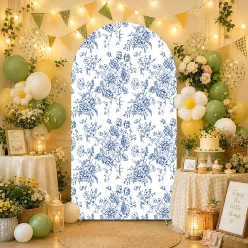Blue Flower Arch Backdrop Cover 7.2ft Stretch Fabric Cover Fits Arch Backdrop Stand, Stand for Wedding, alternate view 5
