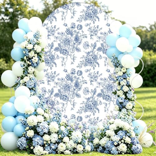 Blue Flower Arch Backdrop Cover Stretch Fabric Cover Fits Arch Backdrop Stand, Stand for Wedding, Birthday, alternate view 2