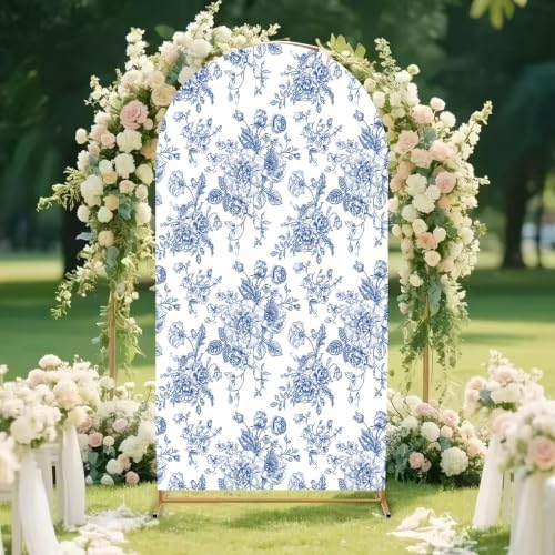 Blue Flower Arch Backdrop Cover Stretch Fabric Cover Fits Arch Backdrop Stand, Stand for Wedding, Birthday, alternate view 4