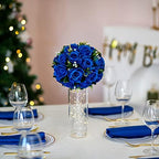 Blue Flowers Artificial for Decoration: 2 Pcs Fake Roses Flower Balls Centerpiece for Wedding Table - Silk, alternate view 2