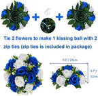 Blue Flowers Artificial for Decoration: 2 Pcs Fake Roses Flower Balls Centerpiece for Wedding Table - Silk, alternate view 4