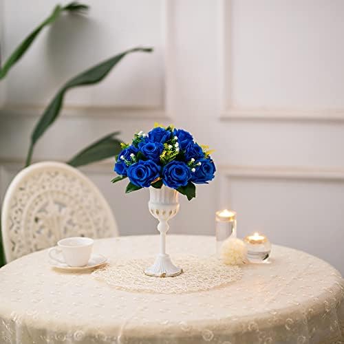 Blue Flowers Artificial for Decoration: 2 Pcs Fake Roses Flower Balls Centerpiece for Wedding Table - Silk, alternate view 6