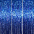 Blue Foil Fringe Backdrop Curtains, 3.3x8.2ft, 3 Pack in 3.3x8.2ft