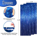 Blue Foil Fringe Backdrop Curtains, 3.3x8.2ft, 3 Pack in 3.3x8.2ft, alternate view 3