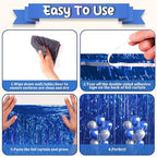Blue Foil Fringe Backdrop Curtains, 3.3x8.2ft, 3 Pack in 3.3x8.2ft, alternate view 5