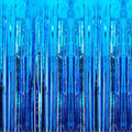 Blue Foil Fringe Curtains Party Backdrop Decor, 2 Pcs 3.2ft × 8.2ft