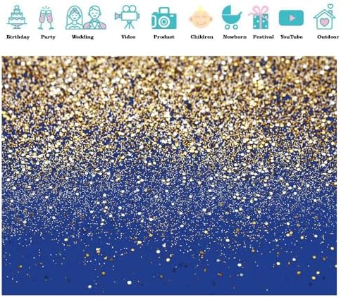 Blue Glitter Backdrop Royal Photo Backdrop for Birthday Party Decoration Graduation Studio Props 12558 (15x10FT), alternate
