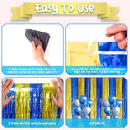 Blue Gold Foil Fringe Backdrop Curtains, 3.3x8.2ft, 3 Pack in 3.3x8.2ft, alternate view 5