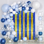 Blue Gold Foil Fringe Backdrop Curtains, 3.3x8.2ft, 3 Pack in 3.3x8.2ft, alternate view 6