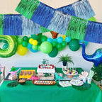Blue Green Fringe Garland Banner 30ft Wall Tinsel Foil Streamers in Blue Green, alternate view 5