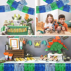 Blue Green Fringe Garland Banner 30ft Wall Tinsel Foil Streamers in Blue Green, alternate view 6