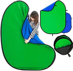 Blue Green Screen Backdrop Double Sided Collapsible Greenscreen Backdrop with Carrying Bag, Portable Pop Up
