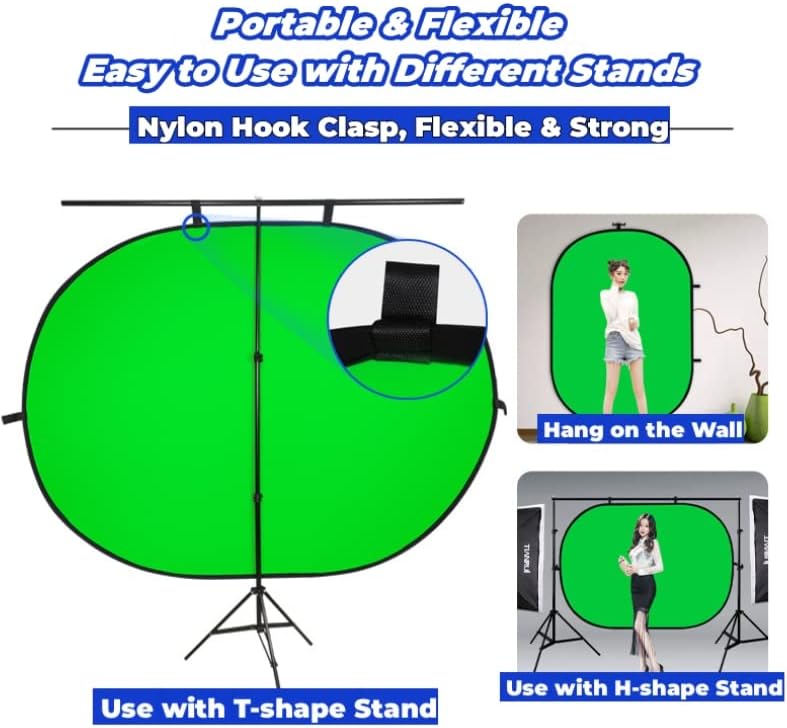 Blue Green Screen Backdrop Double Sided Collapsible Greenscreen Backdrop with Carrying Bag, Portable Pop Up, alternate view 4