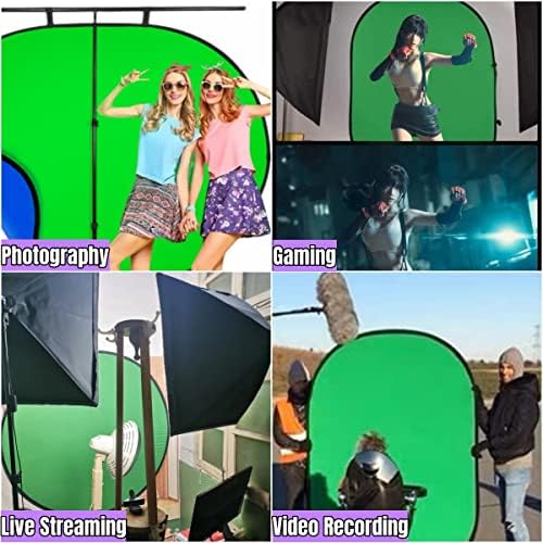 Blue Green Screen Backdrop Double Sided Collapsible Greenscreen Backdrop with Carrying Bag, Portable Pop Up, alternate view 6