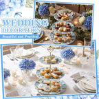 Blue Hydrangea 3 Tier Cake Stand Ceramic Tiered Serving Tray in Blue, alternate view 4