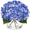 Blue Hydrangea Artificial Flowers with Vase Silk Blue Hydrangeas Fake Flowers Arrangements Floral Bulk Bouquet
