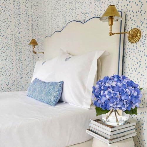 Blue Hydrangea Artificial Flowers with Vase Silk Blue Hydrangeas Fake Flowers Arrangements Floral Bulk Bouquet, alternate