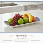 Blue Italian Small Tray - 9 Inch Porcelain Decorative Serving Tray - Shallow Serving Bowl for Salad, Pasta, alternate view 3