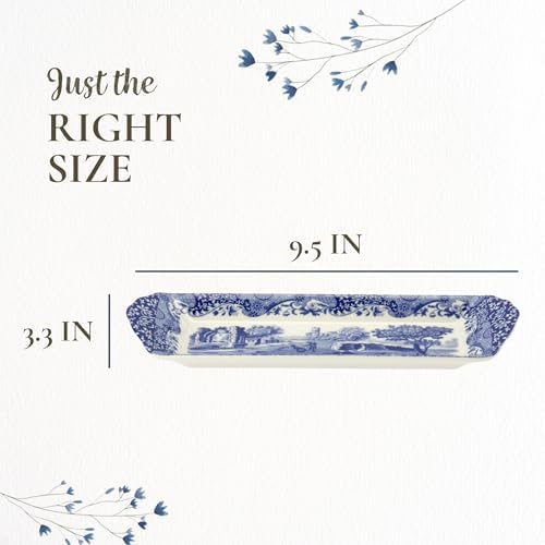 Blue Italian Small Tray - 9 Inch Porcelain Decorative Serving Tray - Shallow Serving Bowl for Salad, Pasta, alternate view 7