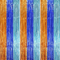 Blue Orange Foil Fringe Backdrop Curtains,3.3x8.2ft, 3 Pack in 3.3x8.2ft