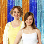 Blue Orange Foil Fringe Backdrop Curtains,3.3x8.2ft, 3 Pack in 3.3x8.2ft, alternate view 7