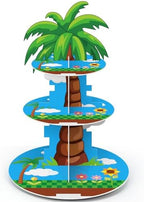 Blue Palm Tree 3 Tier Cupcake Stand, Dessert Holder Tower in Blue, White