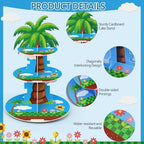 Blue Palm Tree 3 Tier Cupcake Stand, Dessert Holder Tower in Blue, White, alternate view 4
