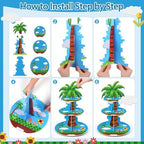 Blue Palm Tree 3 Tier Cupcake Stand, Dessert Holder Tower in Blue, White, alternate view 5