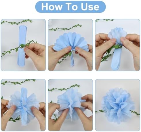Blue Paper Flower Garland Birthday Baby Shower Decorations, alternate view 4