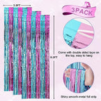 Blue Pink Foil Fringe Backdrop Curtains,3.3x8.2ft, 3 Pack in 3.3x8.2ft, alternate view 5